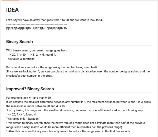 Improved Binary Search Algorithm preview screenshot showing the Improved Binary Search Algorithm interface